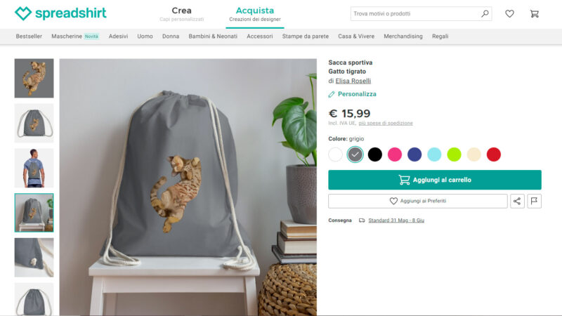Spreadshirt accessori Zaino a sacca Spreadshirt da disegno personalizzato